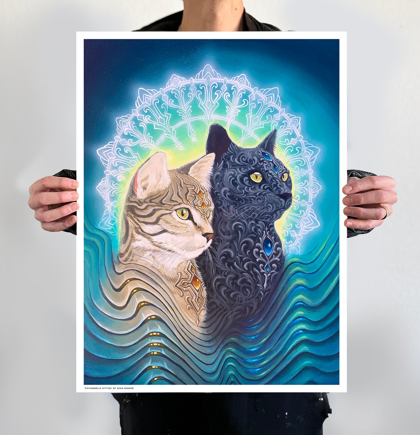 'Psychedelic Kitties' Paper Print
