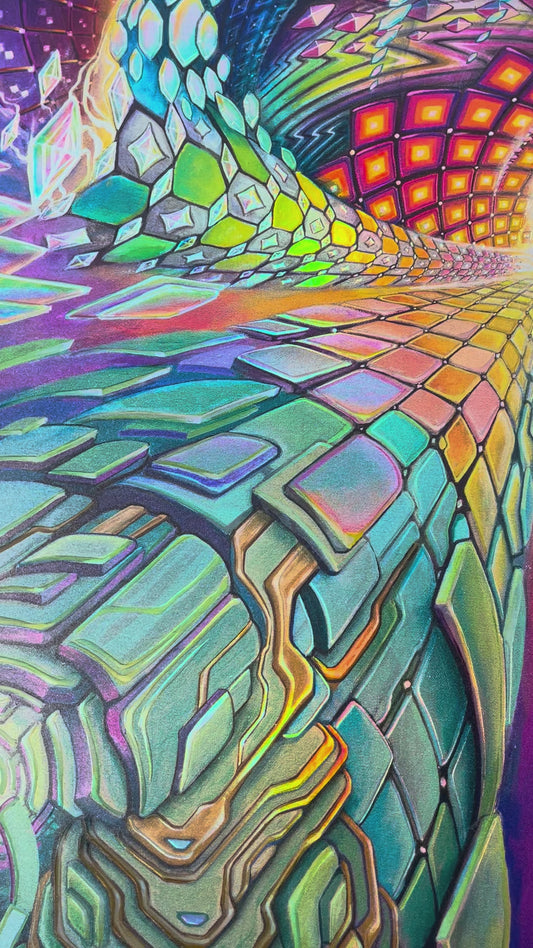 'Organic Mechanics' Holographic Embossed Paper Print